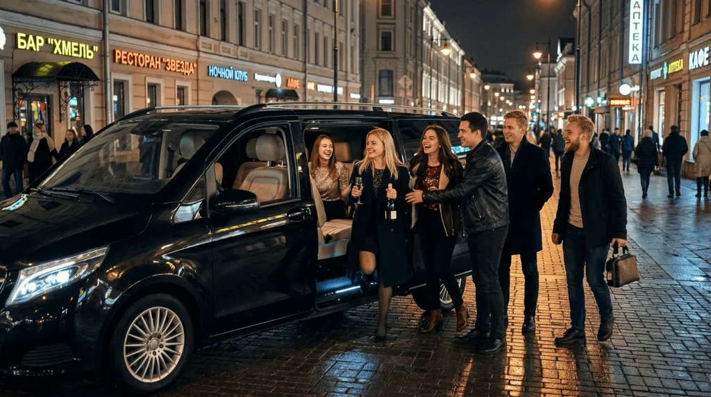 Вечерний Москва и праздничное настроение у люкс-авто — трансфер на день рождения с шофёром