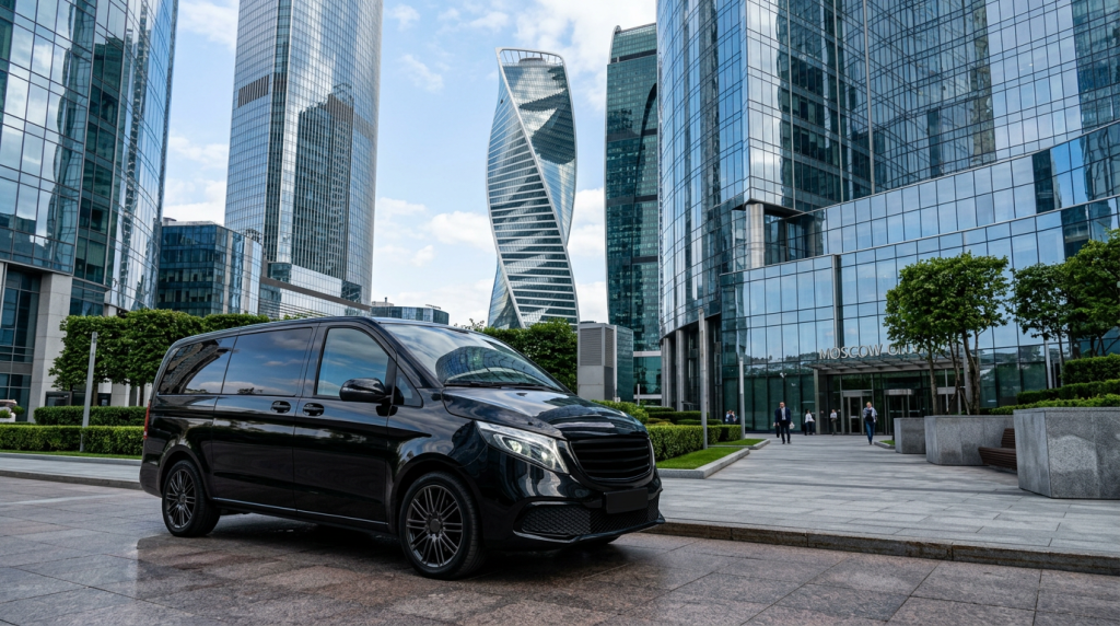 Минивэн у бизнес-центра Москвы — корпоративный трансфер и развоз сотрудников с водителем