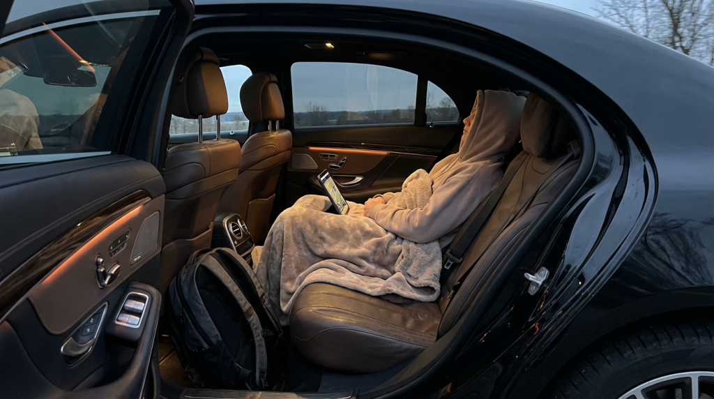 Отдых пассажира в салоне на дальней дороге — люкс-авто с водителем для поездок по РФ